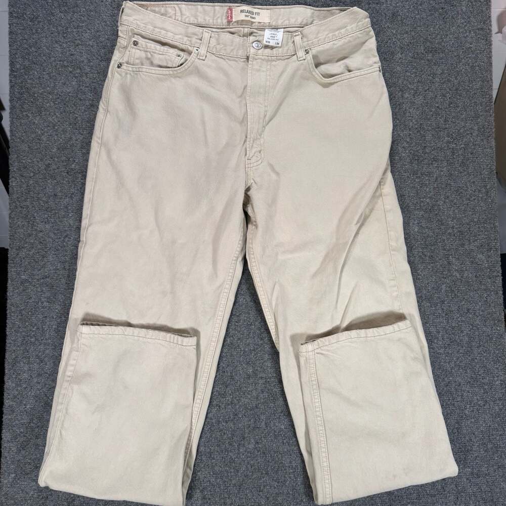 Levi's 550 Relaxed Fit Jeans Men's W36 L34 Khaki Beige Cotton Twill